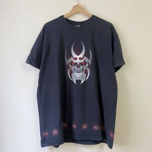 Vintage 90's Skull Demon Monster Skate Art Graphic Black Tee Shirt - XL